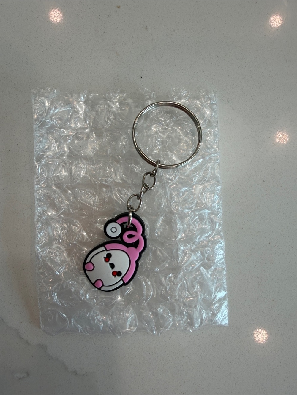 Pink Cartoon Character Rubber Keychain - Picture 1 of 1